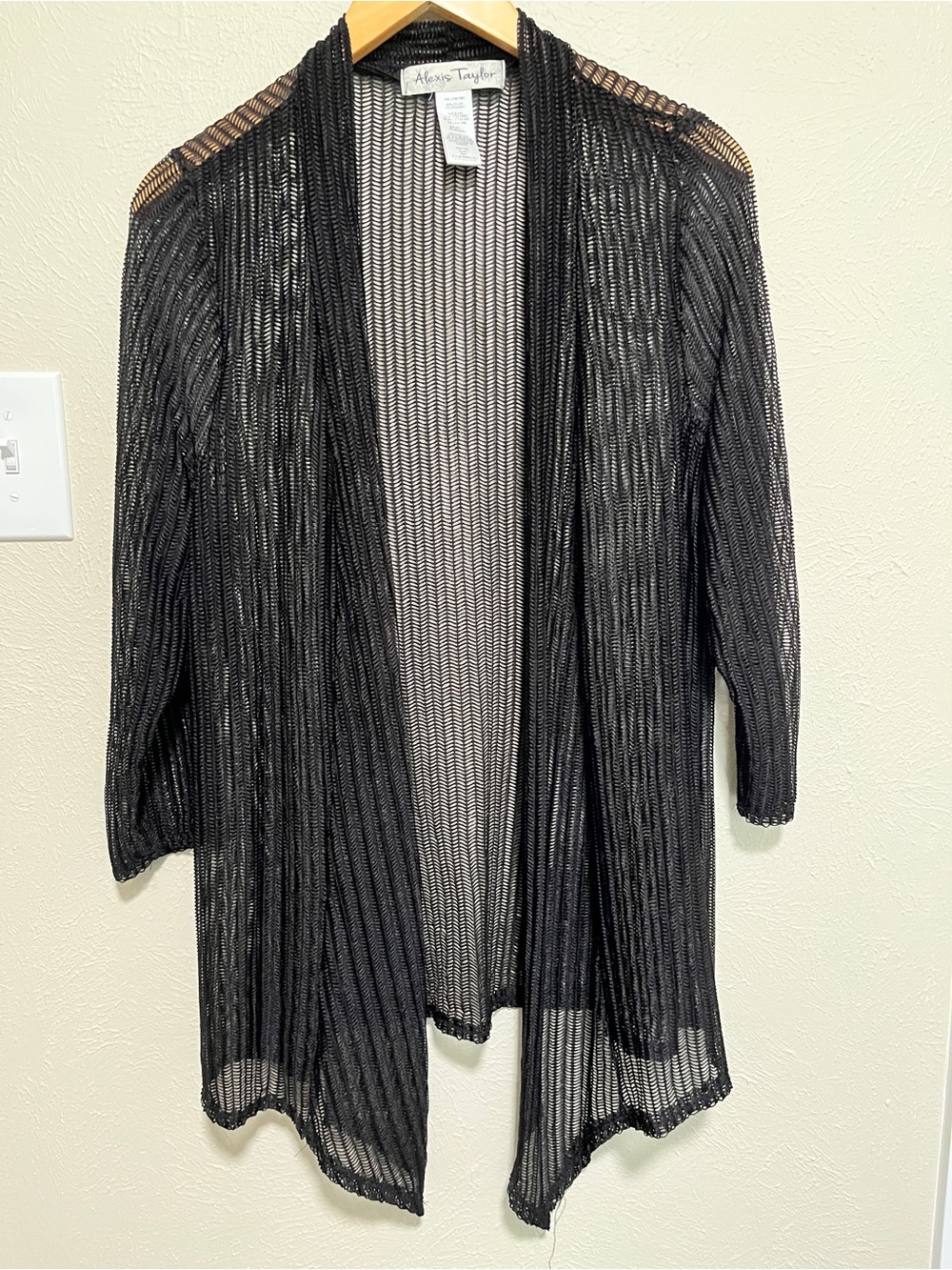 Black Sheer Open-Front Cardigan